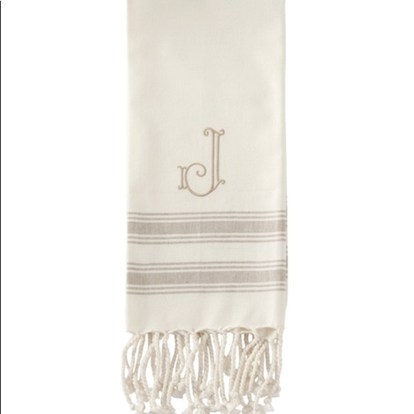Mud Pie Other - COPY - New Initial J Hand Towel Cream Gray Stripe…